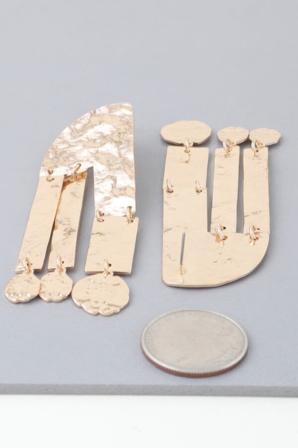 Hammered Drop Earrings – Gold-Plated Shiny Finish