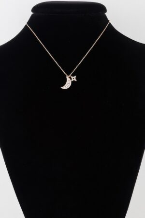 Celestial Sun & Moon Jeweled Necklace – Gold-Tone