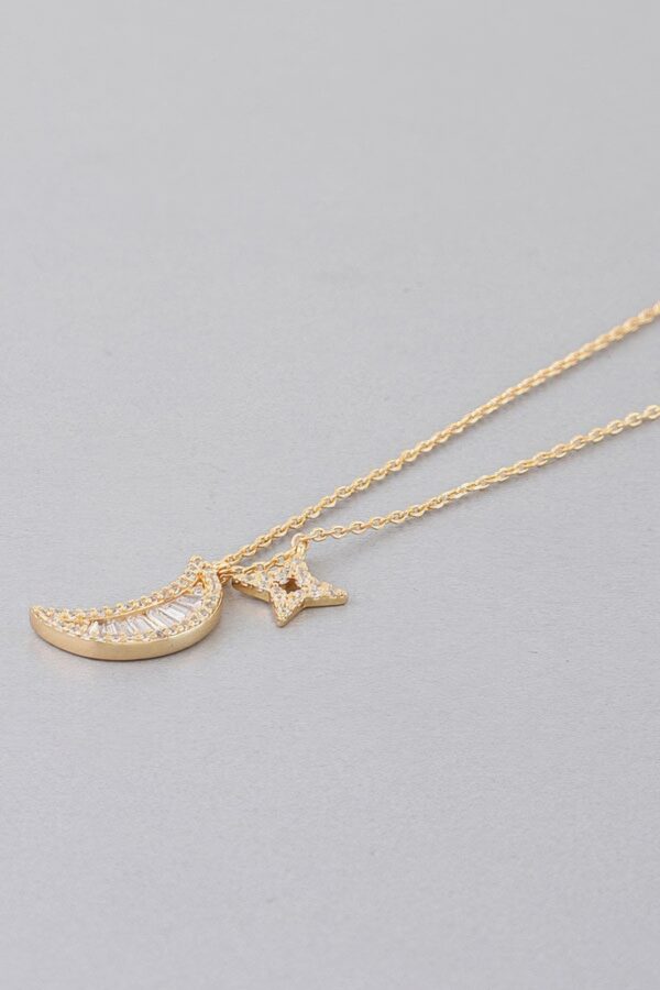 Celestial Sun & Moon Jeweled Necklace – Gold-Tone