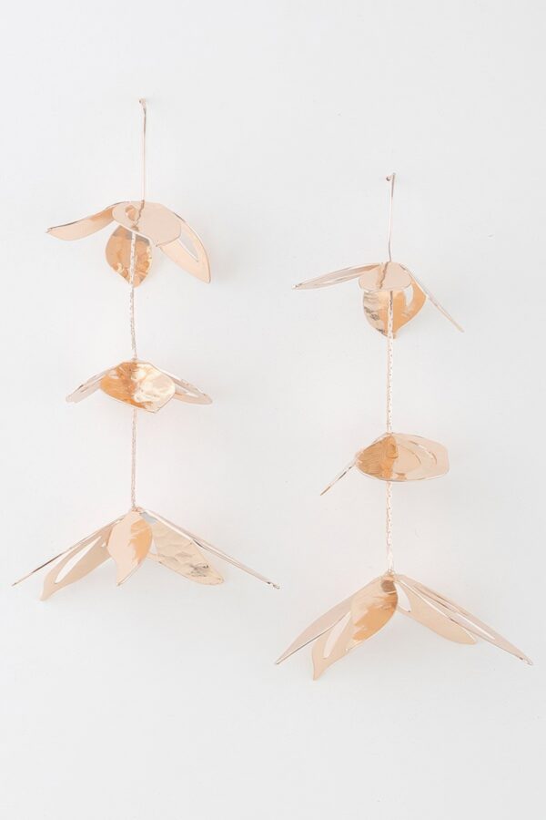 Triple Flower Drop Earrings – Gold-Plated Cascading Design