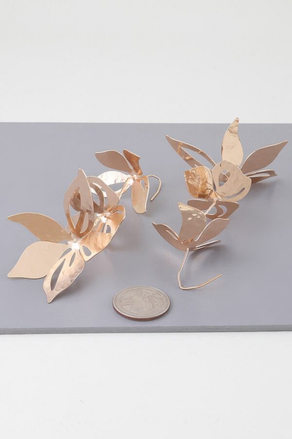 Triple Flower Drop Earrings – Gold-Plated Cascading Design