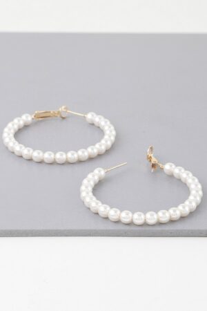 Multi Pearl Hoop Earrings – Gold-Plated Cream Pearls