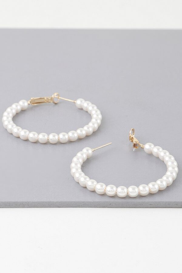 Multi Pearl Hoop Earrings – Gold-Plated Cream Pearls