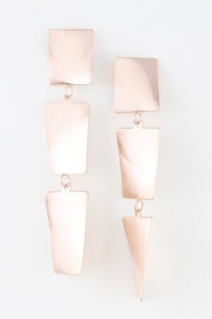 Triple Geometric Drop Earrings – Gold-Plated Stacked Look
