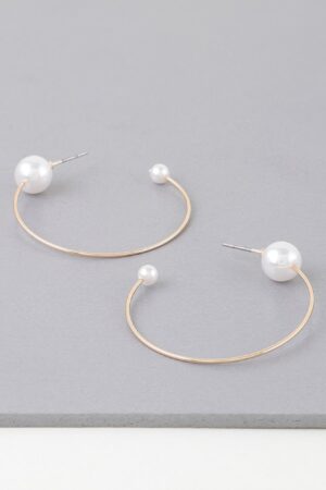 Delicate Pearl Hoop Earrings – Gold-Plated