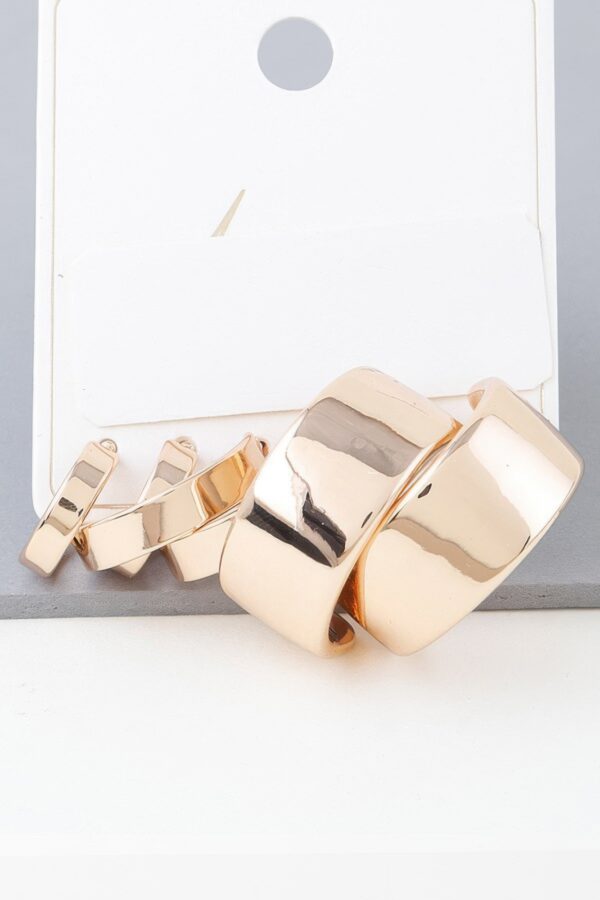 3-Pair Gold-Plated Hoop Earrings Set – Shiny Modern Hoops