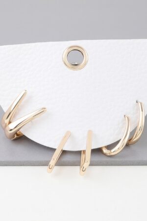 Modern Shiny Hoop Earrings Set – Gold & Silver