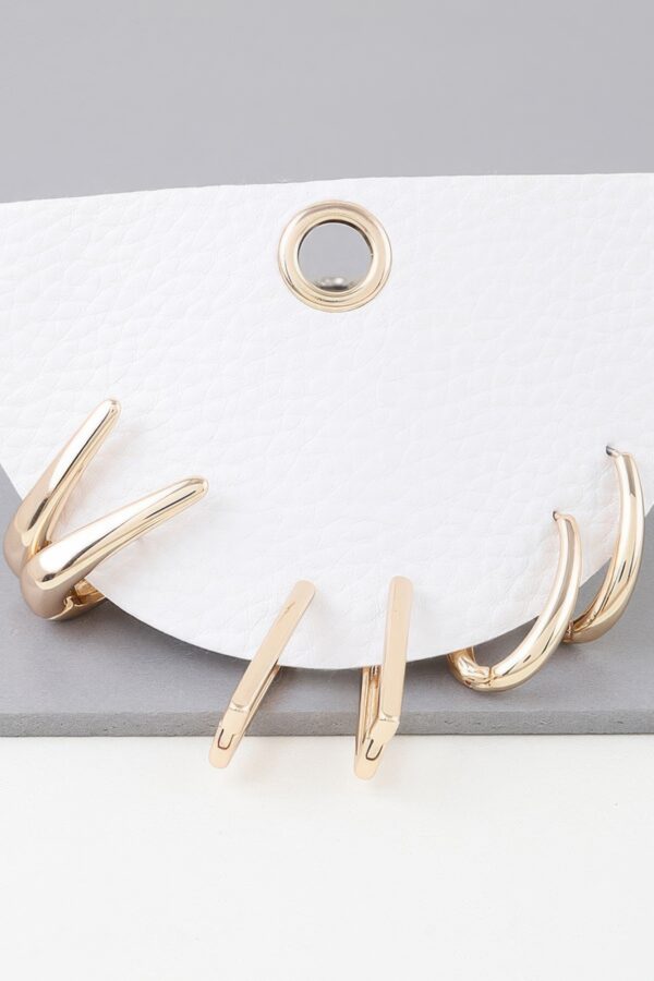Modern Shiny Hoop Earrings Set – Gold & Silver