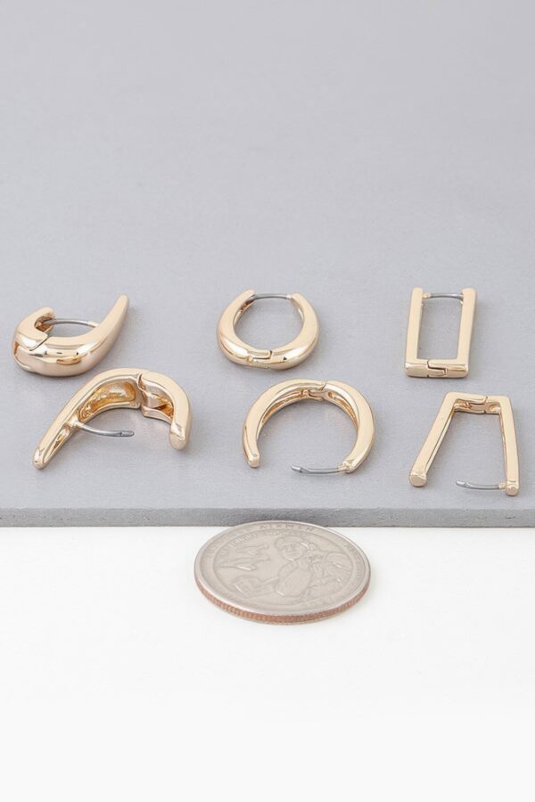 Modern Shiny Hoop Earrings Set – Gold & Silver
