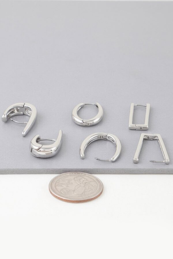 Modern Shiny Hoop Earrings Set – Gold & Silver