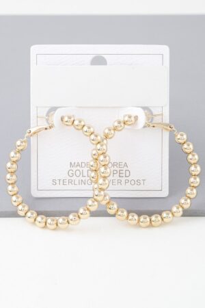 Shiny Beaded Hoop Earrings – Polished Metal Beads