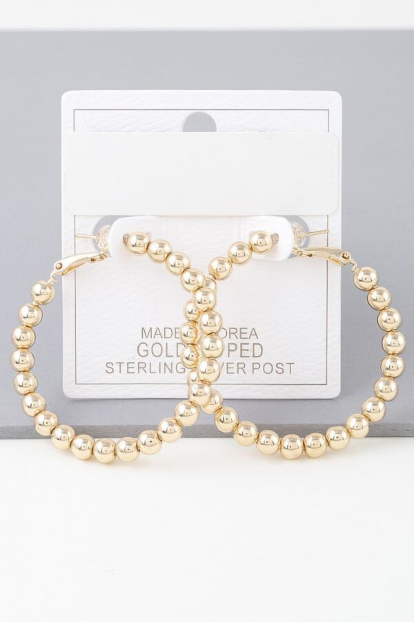 Shiny Beaded Hoop Earrings – Polished Metal Beads