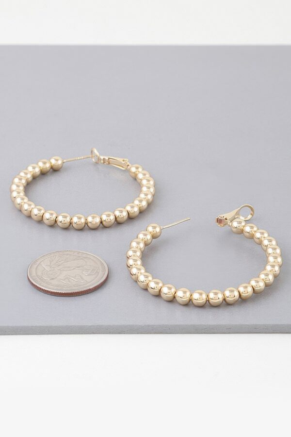 Shiny Beaded Hoop Earrings – Polished Metal Beads