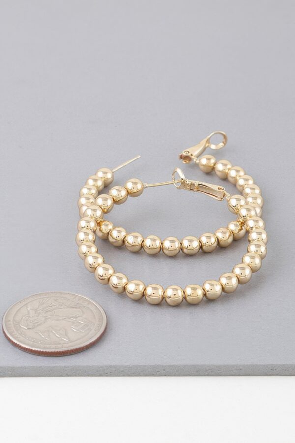 Shiny Beaded Hoop Earrings – Polished Metal Beads