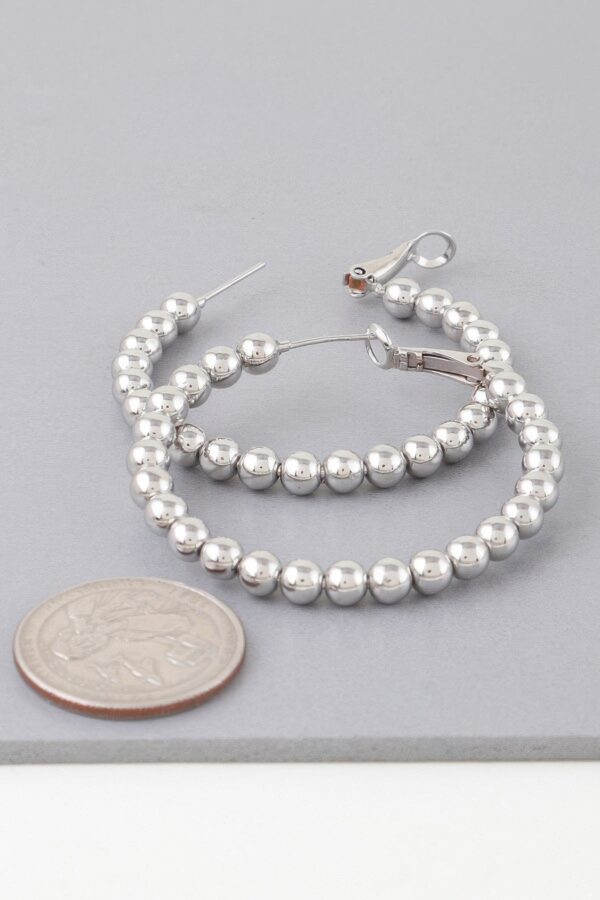Shiny Beaded Hoop Earrings – Polished Metal Beads