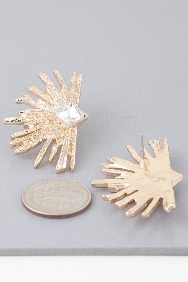 Diamond Rhinestone Flare Earrings – Gold or Silver