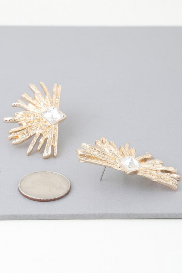 Diamond Rhinestone Flare Earrings – Gold or Silver