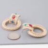 Twisted Hoop Drop Earrings – Gold Rhinestone Accents