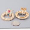 Twisted Hoop Drop Earrings – Gold Rhinestone Accents