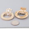 Twisted Hoop Drop Earrings – Gold Rhinestone Accents