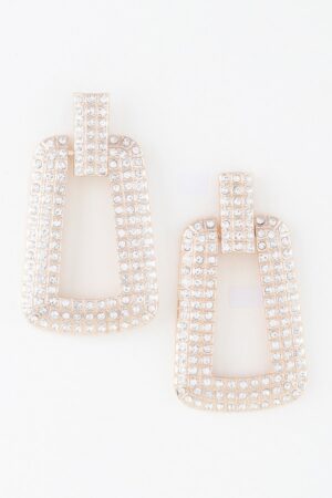 Triple Rhinestone Frame Earrings – Gold or Silver Drop