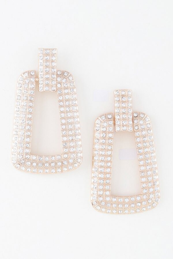 Triple Rhinestone Frame Earrings – Gold or Silver Drop