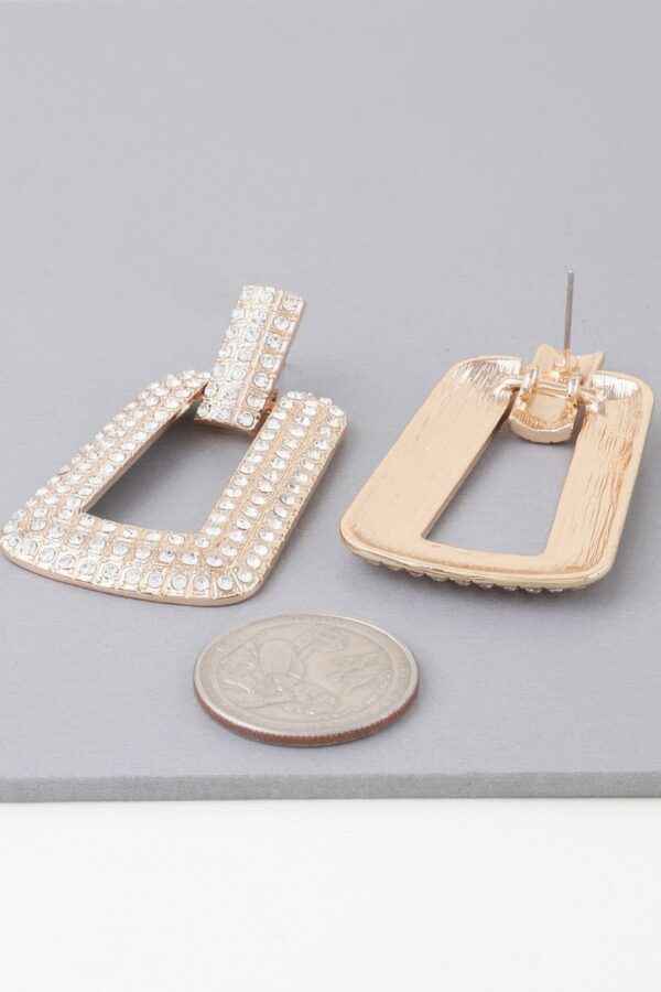 Triple Rhinestone Frame Earrings – Gold or Silver Drop