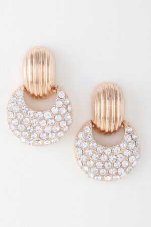 Bejeweled Crescent Moon Earrings – Silver Rhinestones