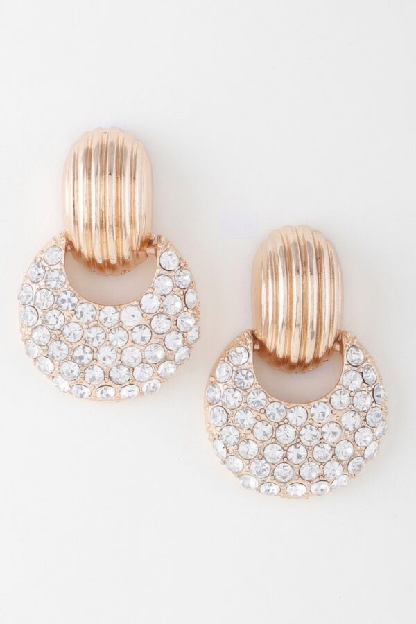 Bejeweled Crescent Moon Earrings – Silver Rhinestones