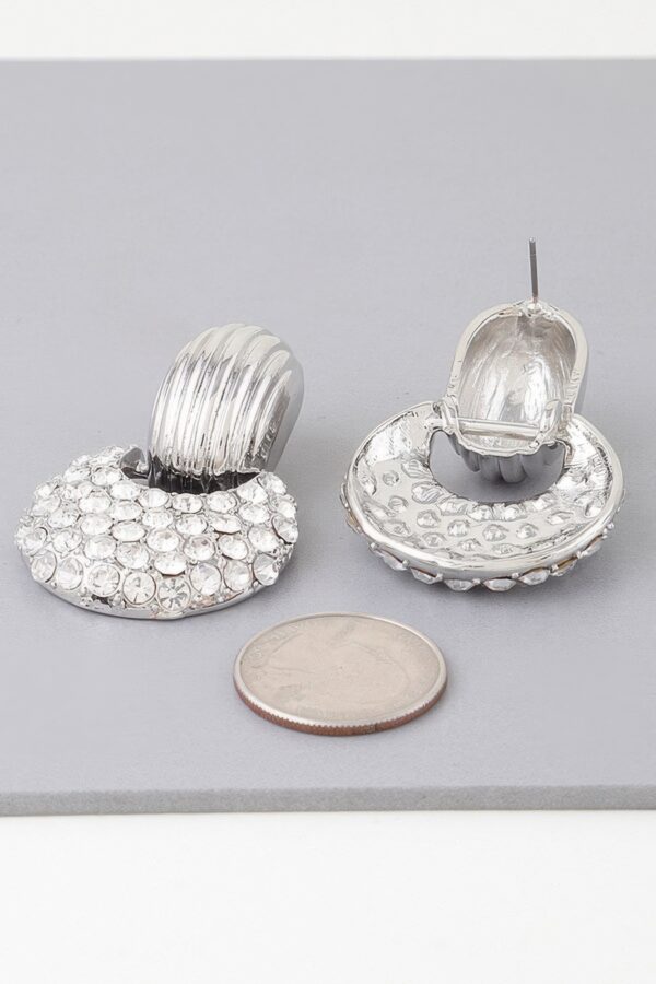 Bejeweled Crescent Moon Earrings – Silver Rhinestones