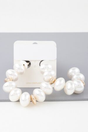 Oval Pearl Hoop Earrings – Multi-Pearl Gold-Plated