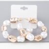 Shiny Pearl-Accented Hoop Earrings – Gold & Cream
