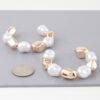 Shiny Pearl-Accented Hoop Earrings – Gold & Cream