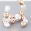 Shiny Pearl-Accented Hoop Earrings – Gold & Cream