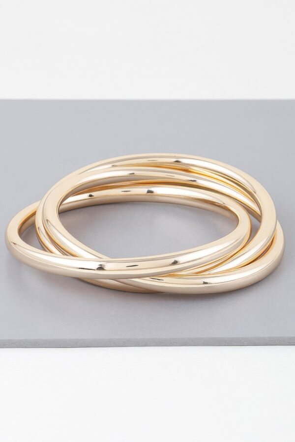 Triple Shiny Bangle – Three Stacked Gold Bangles