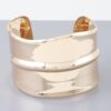 Wide Ribbed Open Cuff Bracelet – Shiny Gold