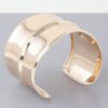 Wide Ribbed Open Cuff Bracelet – Shiny Gold