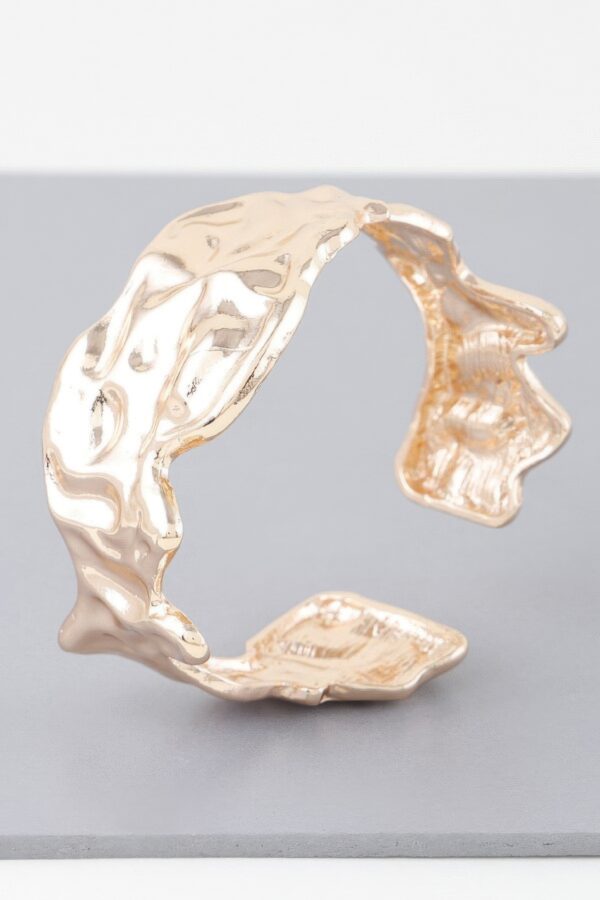 Abstract Ripple Open Cuff Bracelet – Gold and Silver