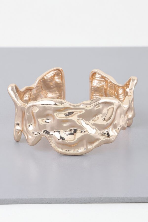 Abstract Ripple Open Cuff Bracelet – Gold and Silver