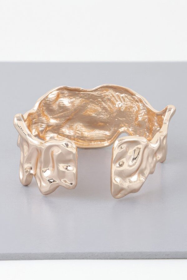 Abstract Ripple Open Cuff Bracelet – Gold and Silver