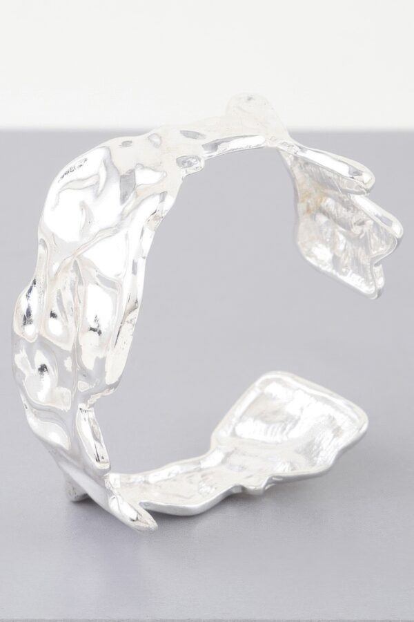 Abstract Ripple Open Cuff Bracelet – Gold and Silver
