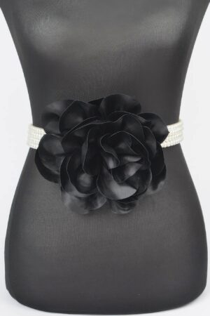 Oversized Floral Pearl Elastic Waist Belt