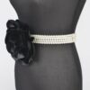 Oversized Floral Pearl Elastic Waist Belt