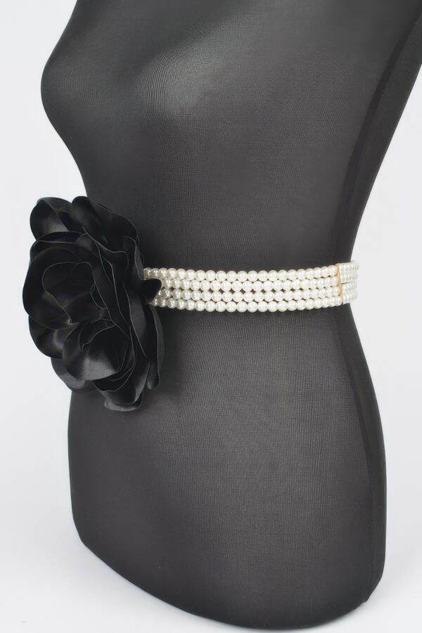 Oversized Floral Pearl Elastic Waist Belt