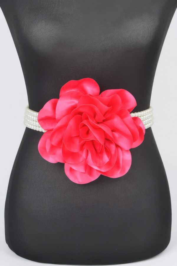 Oversized Floral Pearl Elastic Waist Belt