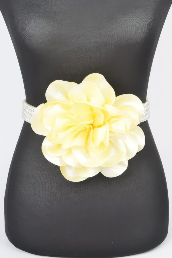 Oversized Floral Pearl Elastic Waist Belt