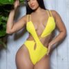 Eliana Swimsuit – Crisscross Waist High-Cut (Nude, Yellow)