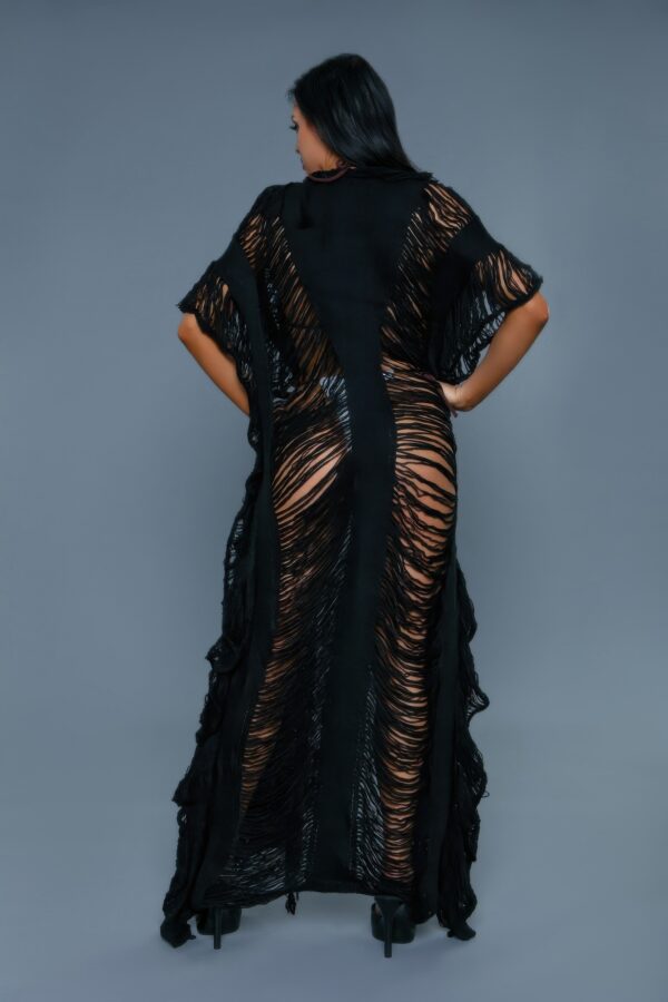 Vivian Fringe Cover Up – Distressed Knit, Black