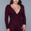 Nala Scoop-Neck Romper with Cuffed Sleeves – Burgundy