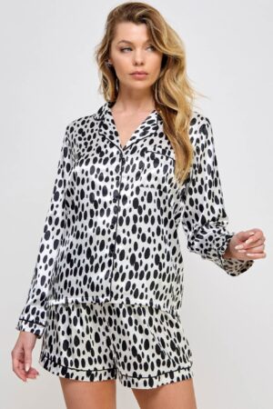 Dalmy Button-Up PJ Set – Black/White
